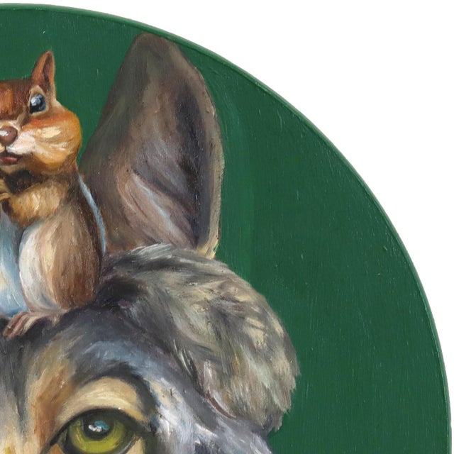 2020s The Coyote and the Chipmunk - Original Whimsical Animal Pop Art Oil Painting For Sale - Image 5 of 8