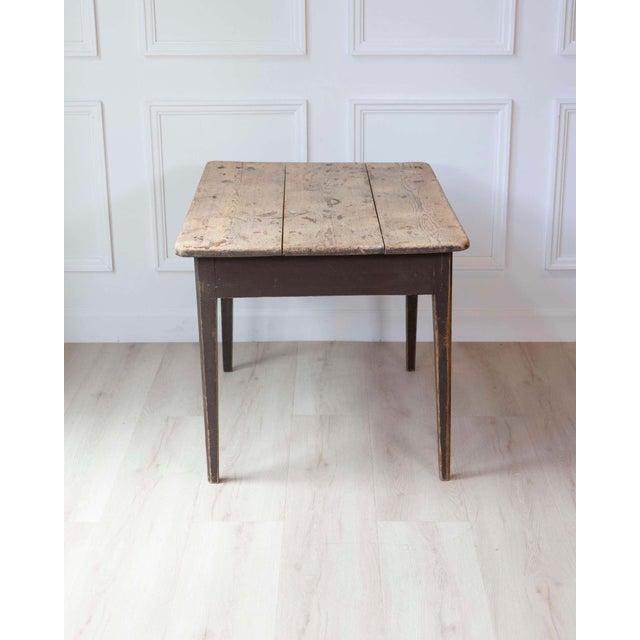Brown Swedish Country Pine Table with Drawer, circa 1840 For Sale - Image 8 of 10