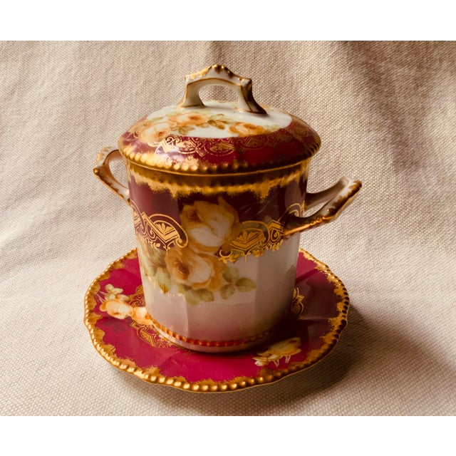 Antique Limoges Elite Works Porcelain Covered Condensed Milk Holder For Sale - Image 12 of 13