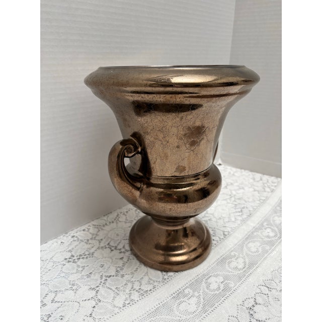Vintage Bronze Toned Urn Shaped Vase or Vessel For Sale - Image 9 of 9