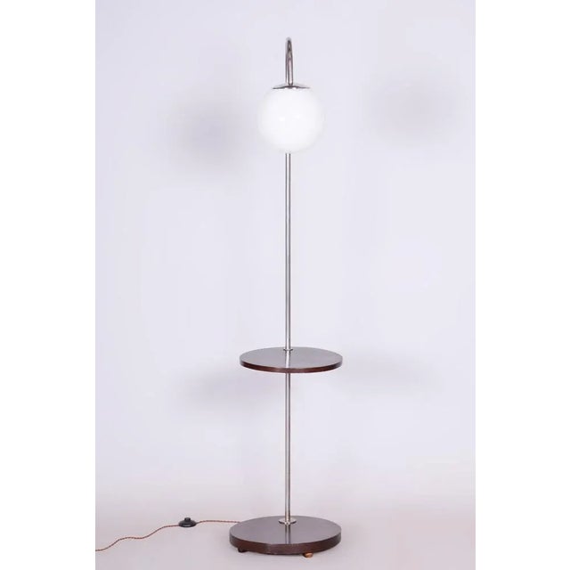 Wood Bauhaus Floor Lamp in Beech and Chrome, Former Czechoslovakia, 1930s For Sale - Image 7 of 10