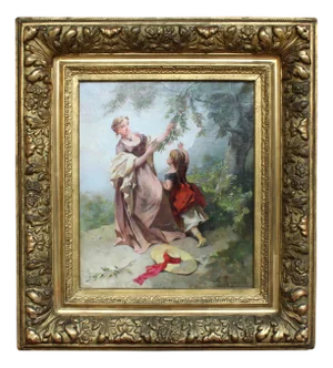 Figures, 19th Century, Oil on Canvas, Framed