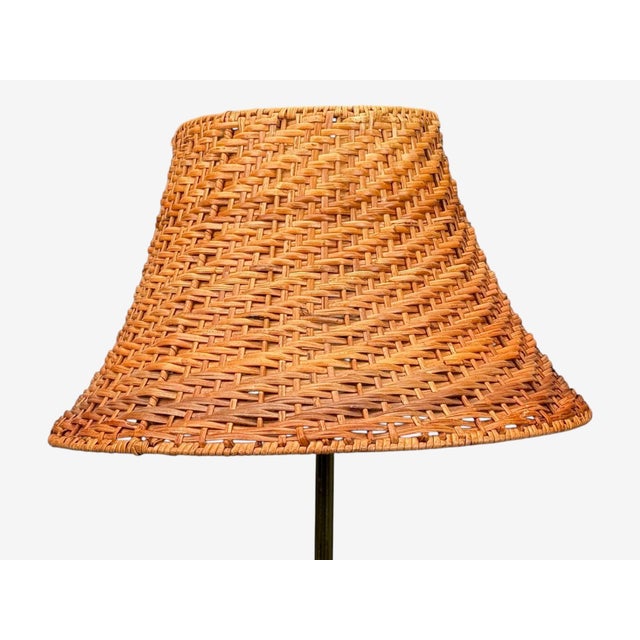 Falkenbergs Belysning, Floor Lamp, Brass, Rattan, Sweden, 1950s For Sale - Image 4 of 11