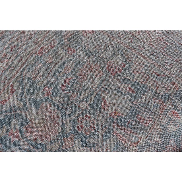 Antique Persian Mahal Gallery Rug With Soft Blue Ground and Red Allover Design 5'2 X 11'2 For Sale - Image 15 of 15