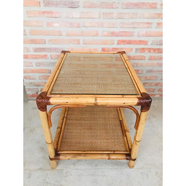 20th Spanish Rectangular Bamboo Coffee Table With Glass Top Chairish