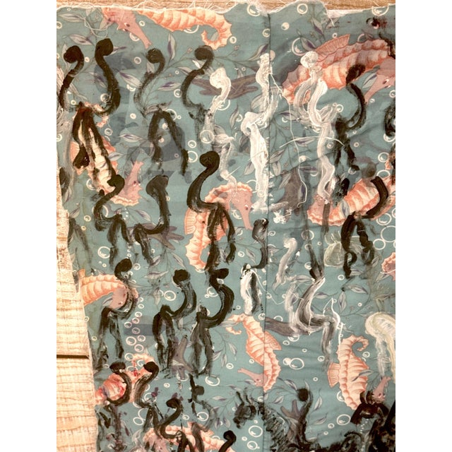Purvis Young Mixed Media on Poster Board with Seahorse Fabric & Painted Warriors For Sale - Image 16 of 18