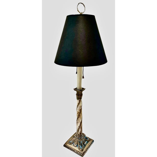 19th Century 19th C. English Sheffield Silver Plate Corinthian Column Candlestick Lamp For Sale - Image 5 of 9