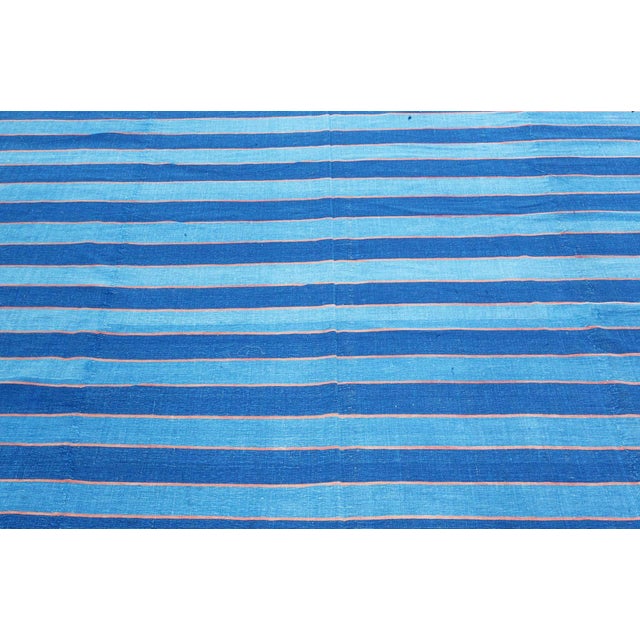Mid-Century Modern Doris Leslie Blau Vintage Striped Indian Dhurrie Rug For Sale - Image 3 of 9