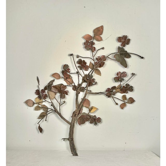 Mid-Century Modern Brutalist Copper and Brass Tree Branch Wall Sculpture, Circa 1960s For Sale - Image 10 of 12