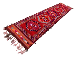 Vintage Turkish Tribal Runner Rug in Wool
