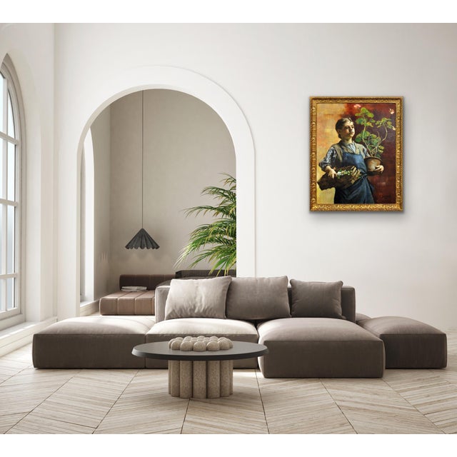 Francois Gailliard, Le Petit Jardinier with Geraniums, 1887, Oil on Canvas For Sale - Image 15 of 18