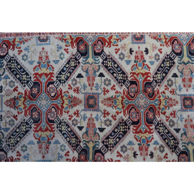1950s Handmade Vintage Caucasian Zeyhur Rug 4.2' X 7.4' (130cm X 228cm) For Sale - Image 9 of 13