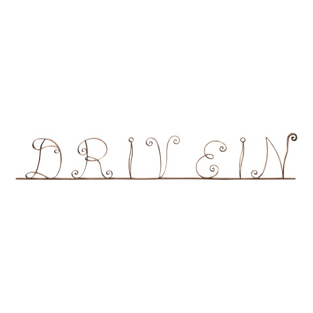 Vintage "Drive In" Wrought Iron Storefront Sign For Sale