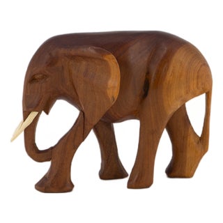 Mid-Century Elephant Sculpture in Teakwood, 1960s For Sale