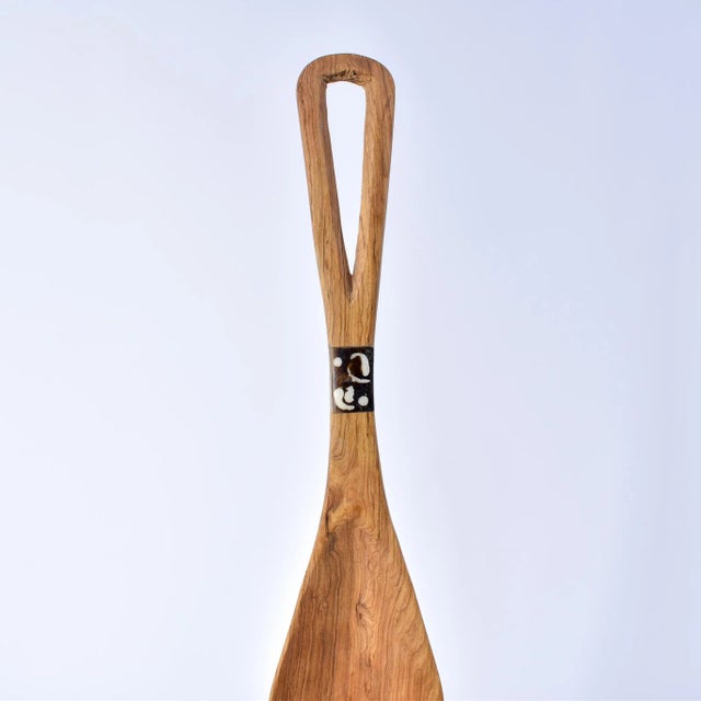 Brown Early 21st Century Olivewood Serving Spoon Set With Bone Inlay Kenya For Sale - Image 8 of 12