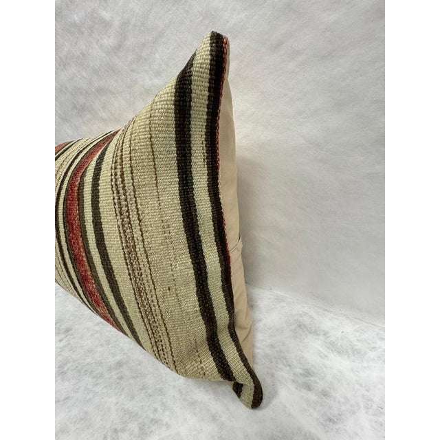 Contemporary Turkish Hemp Pillow Cushion Natural Red Brown Pillow Cushion Cover 16" x 24" For Sale - Image 3 of 4