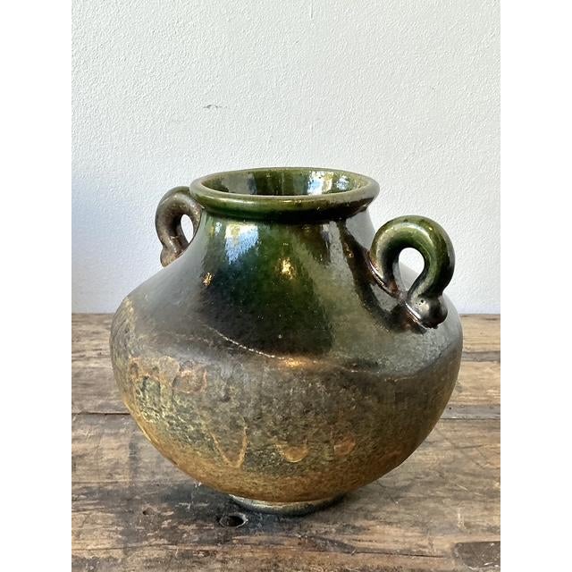 Vintage Original Studio Pottery Two Handle Vase For Sale - Image 4 of 6