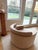 Circular Swivel Chair in Camel Toned Suede For Sale - Image 14 of 16