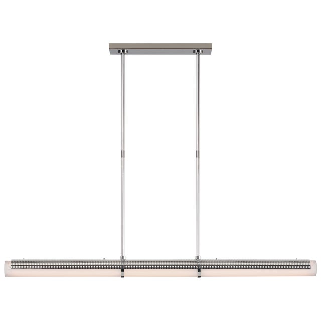 Kelly Wearstler for Visual Comfort Signature Precision Large Linear Chandelier in Polished Nickel with White Glass For Sale