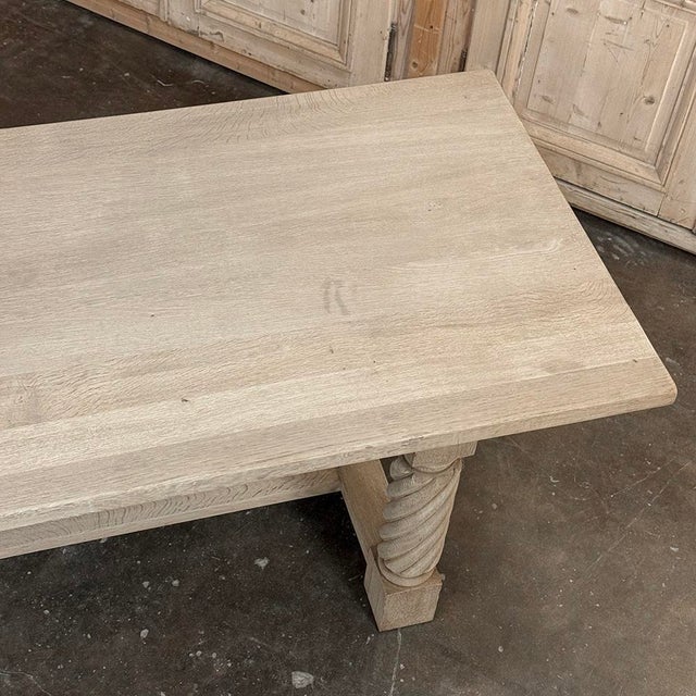 Rustic Mid-Century Trestle Table Crafted of Solid Oak For Sale - Image 17 of 17