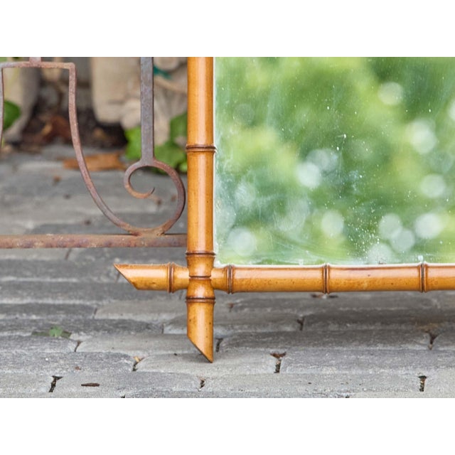 Glass French Turned Faux Bamboo Wall Mirror With Finial Corners, Circa 1900 For Sale - Image 7 of 9