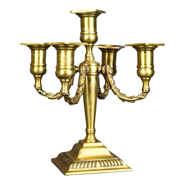 1880's English Gilt Bronze Candelabra 5 Arms For Sale