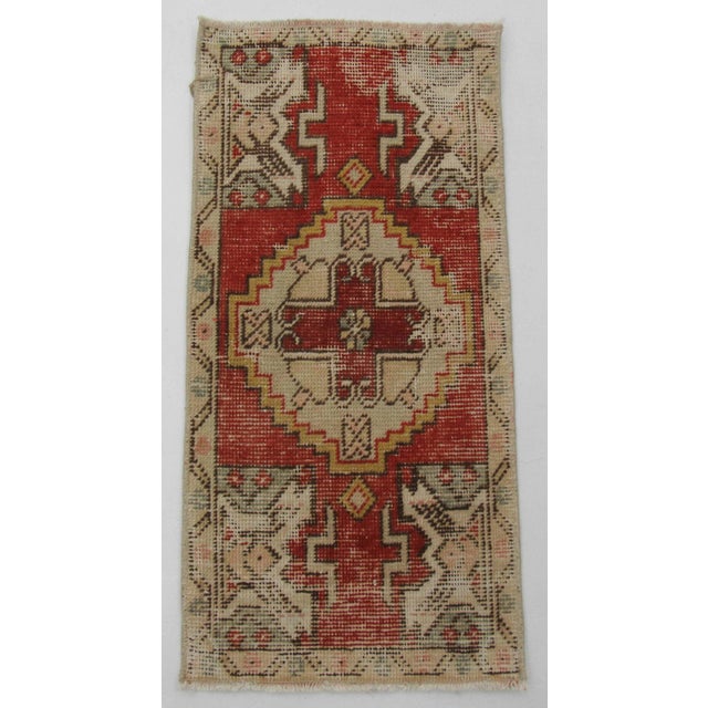 Worn Vintage Mini Rug For Sale - Image 4 of 4
