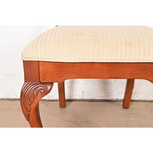 Brown Thomasville Georgian Carved Mahogany Side Chairs or Dining Chairs, Pair For Sale - Image 8 of 14