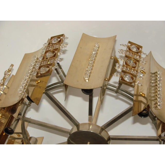 Metal Brass & Cystal Glass Chandelier, 1970s For Sale - Image 7 of 9