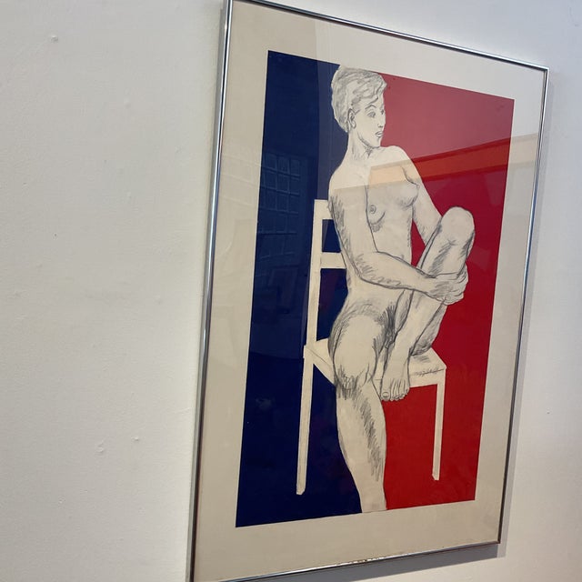 Midcentury Nude Figure on Board Framed Figure Study For Sale - Image 4 of 7