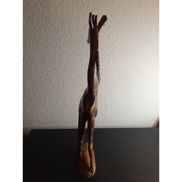 Vintage Handcarved Wood Giraffe Figurine For Sale - Image 4 of 8