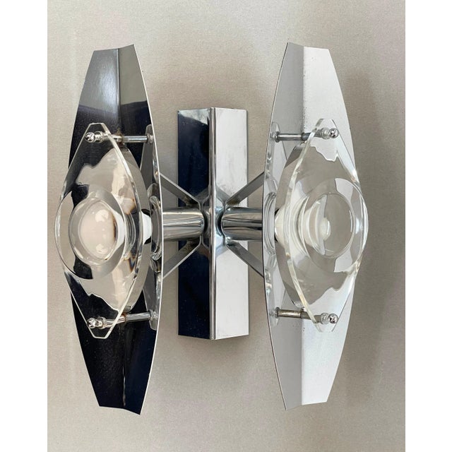 Silver Mid-Century Italian Glass Sconce by Oscar Torlasco for Stilkronen, 1960s For Sale - Image 8 of 16