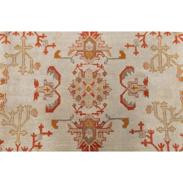 Antique Turkish Oushak Rug For Sale - Image 4 of 11