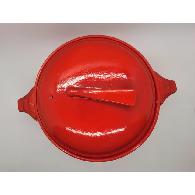 Mid 20th Century Vintage Red Hall Pottery Art Deco Sundial Covered Casserole Dish For Sale - Image 5 of 16
