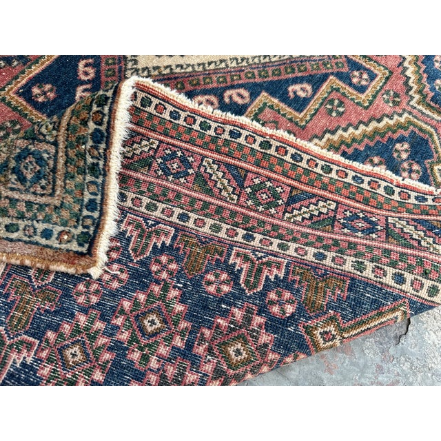 Navy Blue Hand Knotted Vintage Afshar Design Tribal Rug For Sale - Image 8 of 8