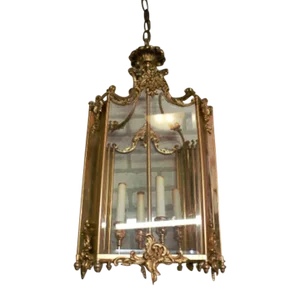 Antique French Doré Gilt Bronze Louis XV Style Foyer Lantern