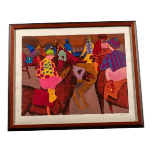 Warming Up by Gustav Likan, 1979 Lithograph, Signed, Framed