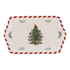 Spode Christmas Tree Peppermint Dessert Tray 12"