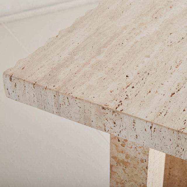 Petite Italian Travertine Console Table, 1970s - 2 Available For Sale - Image 4 of 6