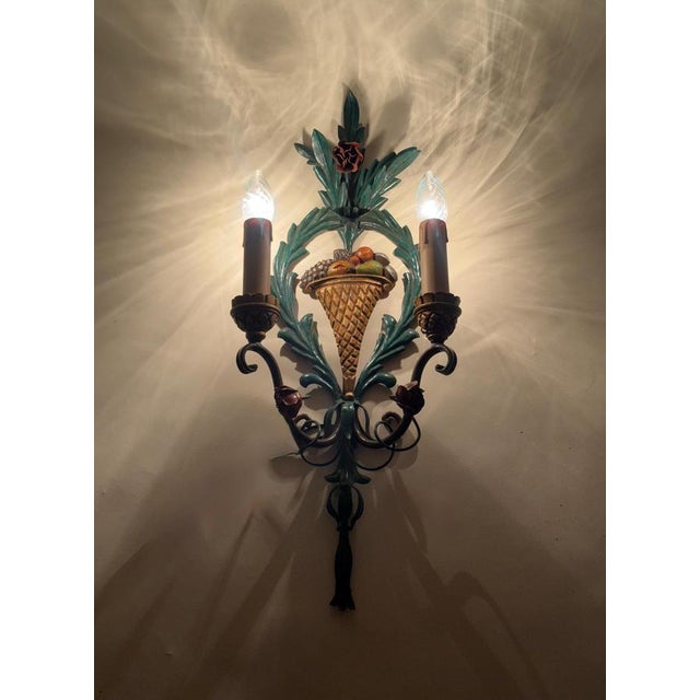 Exceptional Hollywood Regency Wall Sconces attributed to S. Salvadori, Italy, 1960s, Set of 2 For Sale - Image 17 of 18