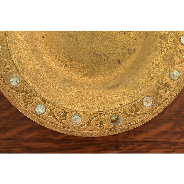 Bronze Tiffany Studios New York Bronze Doré Pedestal Bowl or Compote Dish With Abalone Inlay For Sale - Image 8 of 15