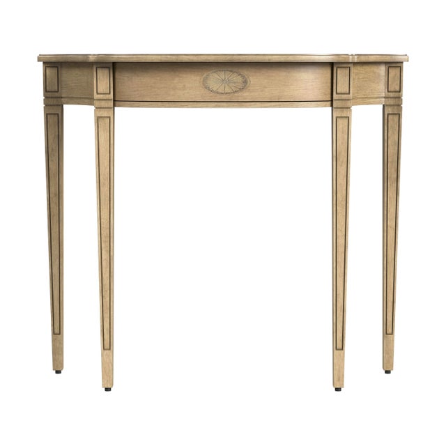 The Pembroke-inspired console features four elegantly tapered legs topped with sweeping convex and concave curves. Crafted...