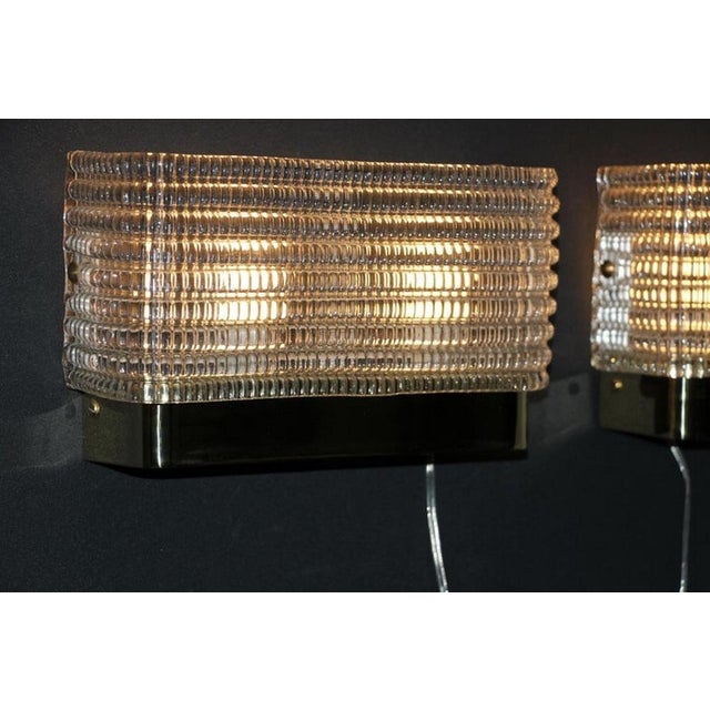 Rectangular Wall Lights Sconces in Textured Murano Glass, 1980s, Set of 2 For Sale - Image 9 of 15