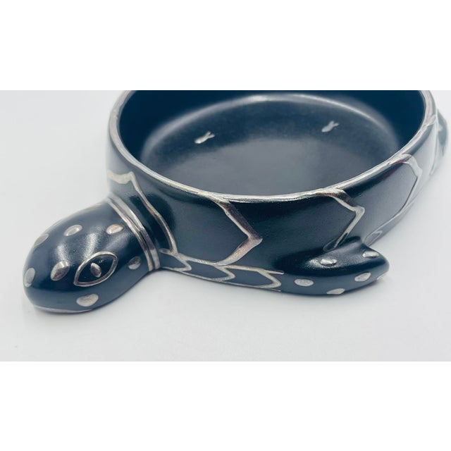1980s Emilia Castillo Turtle Catchall Bowl in Black Porcelain & Pure Silver, Mexico For Sale - Image 17 of 18
