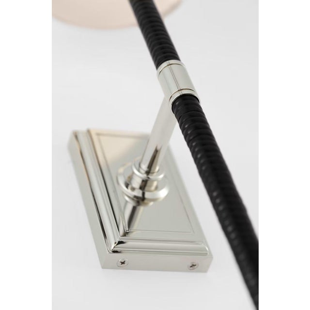 Traditional Chapman & Myers for Visual Comfort Signature Basden 29" Tail Sconce in Polished Nickel and Black Rattan with Linen Shade For Sale - Image 3 of 8