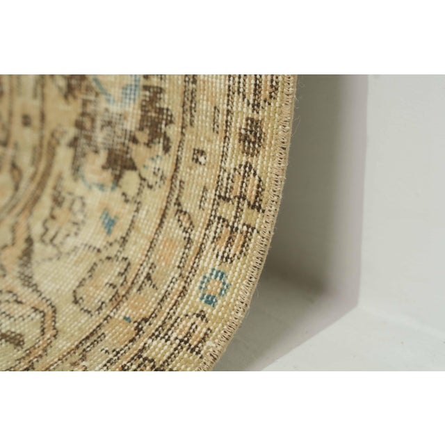 Textile 1970s Vintage Turkish Handmade Wool Cotton Beige Area Rug For Sale - Image 7 of 12