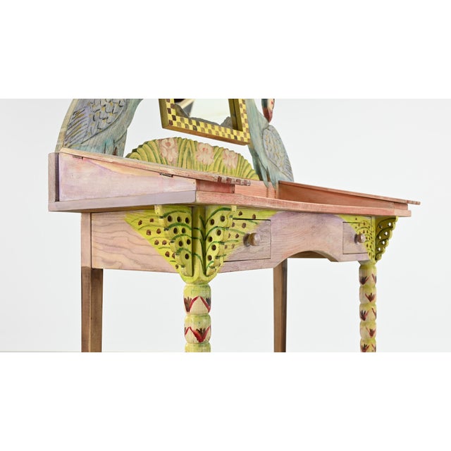 Vintage French Peacock Dressing Table by Gérard Rigot, 1992 For Sale - Image 14 of 18