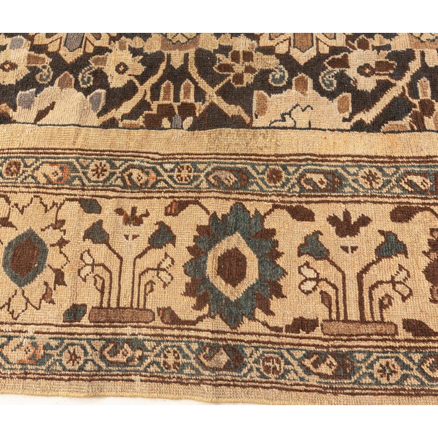 1900 - 1909 Antique Persian Sultanabad Botanic Hand Knotted Wool Rug For Sale - Image 5 of 9