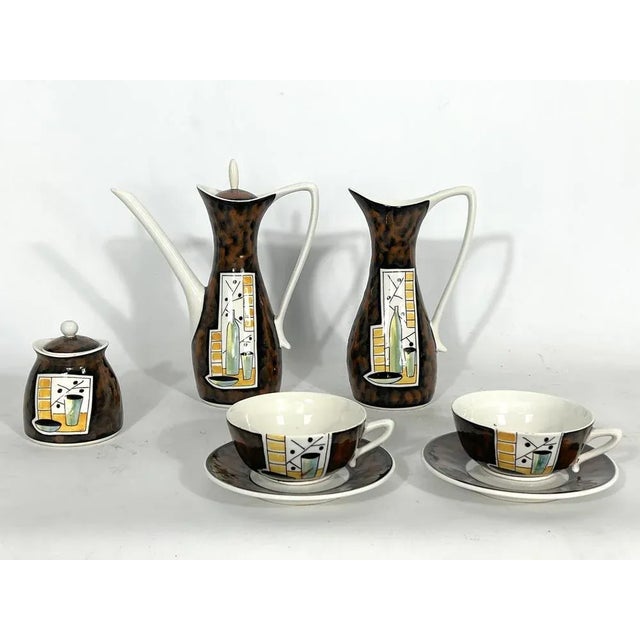 Mid-Century Ceramic Teapot Set by Alfa Ceramiche, Italy, 1950s, Set of 8 For Sale - Image 4 of 14