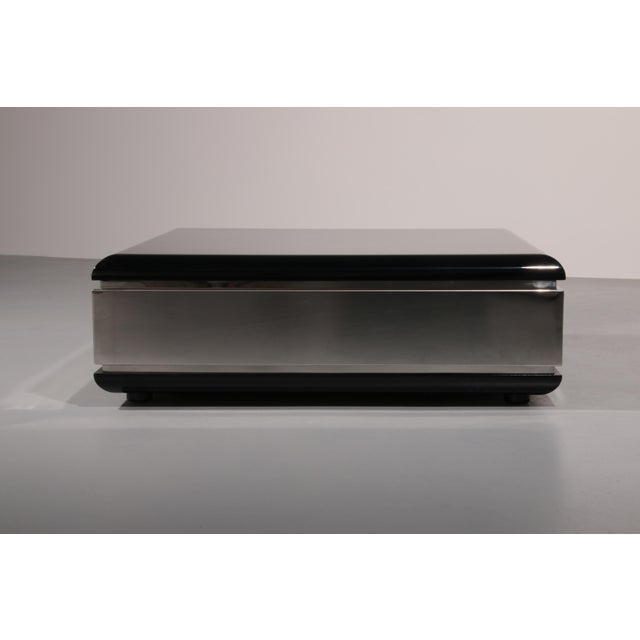 Square Black Coffee Table with Mirrored Glass, 1970 For Sale - Image 4 of 10